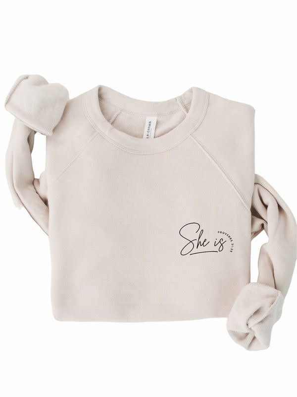 She is Proverbs Bella Canvas Premium Sweatshirt