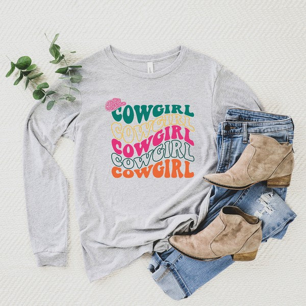 Cowgirl Stacked Hat Long Sleeve Graphic Tee