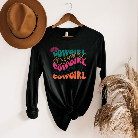 Cowgirl Stacked Hat Long Sleeve Graphic Tee