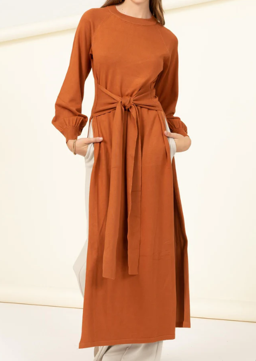 Belted Long Sweater