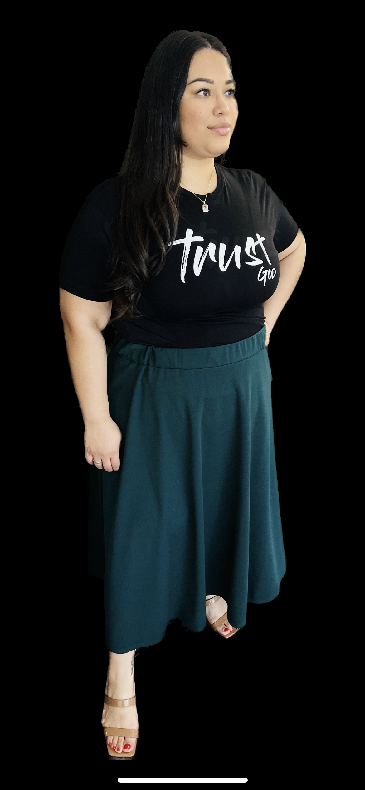 Solid Ruffled Elastic Pleated Plus Size Skirts