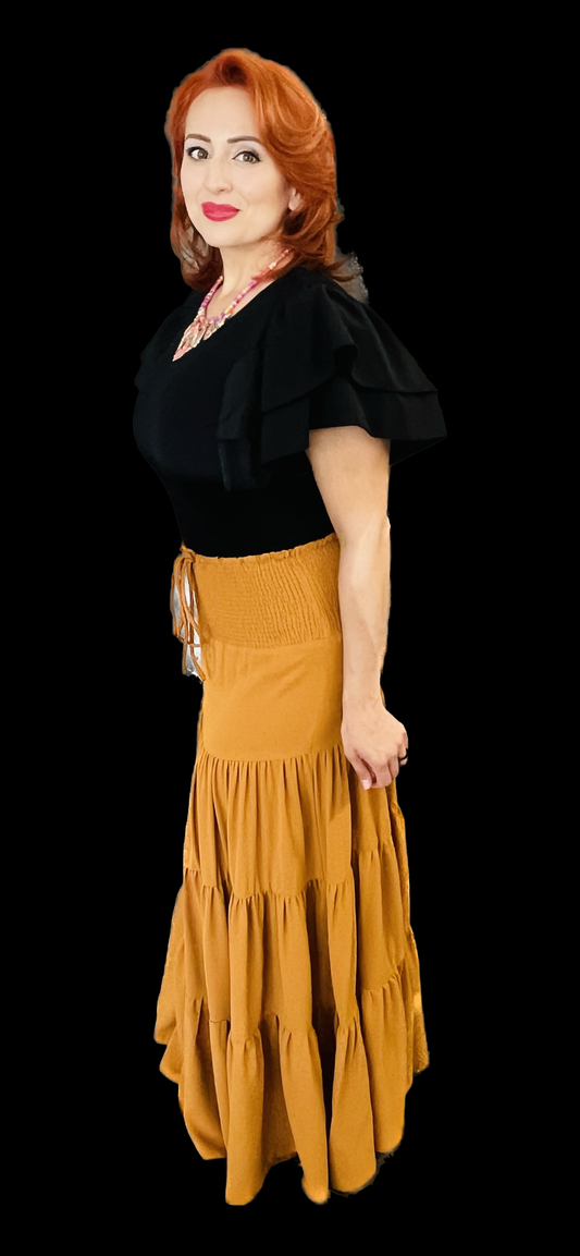 MAXI SKIRT/MUSTARD